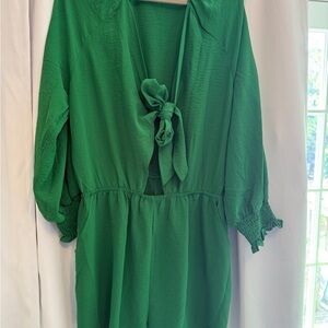 Green Tie-Front romper